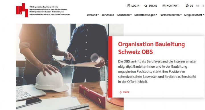 Organisation Bauleitung Schweiz mit neuer Homepage